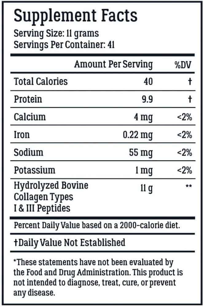 LiveWell Collagen Peptides Supplement Facts