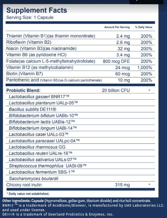 Synbiotic 365 Supplement Facts