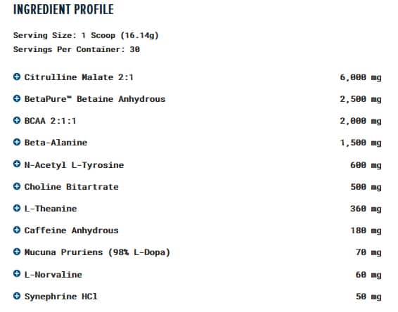 Transparent Labs LEAN Pre-Workout Ingredients