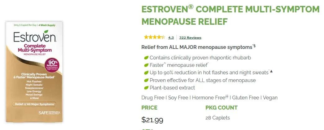 Estroven Complete Menopause Relief Pricing