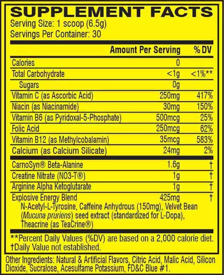 Ingredients - C4 pre-workout Supplement