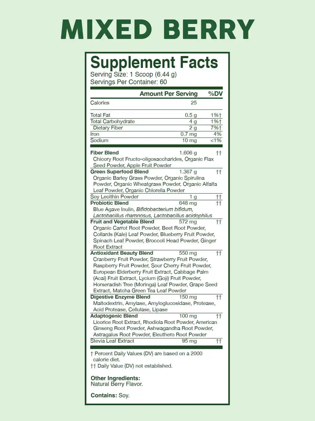 Bloom Nutrition Greens Ingredients