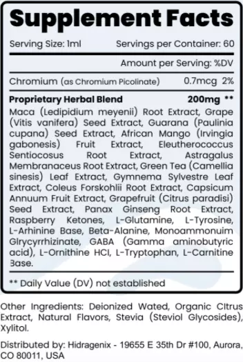 Hidragenix Ingredients