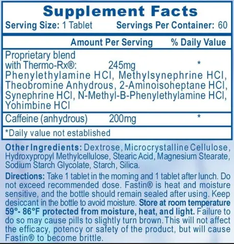 Fastin Phenylethylamine HCL Ingredients