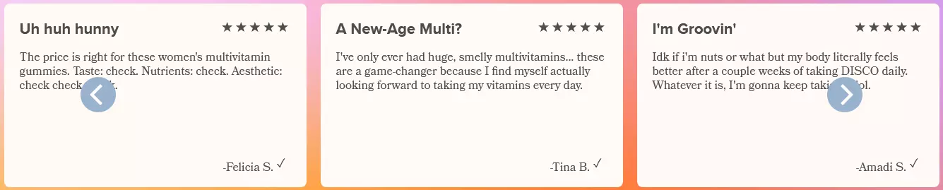 Disco Women’s Gummy Multivitamin Customer Reviews