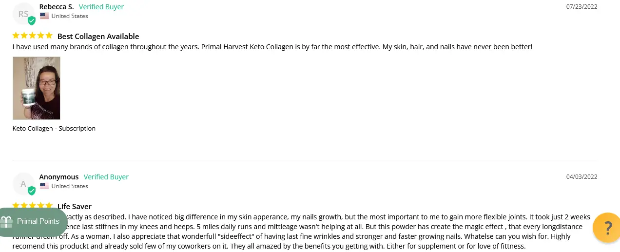 Customer Reviews of Primal Harvest Keto Collagen